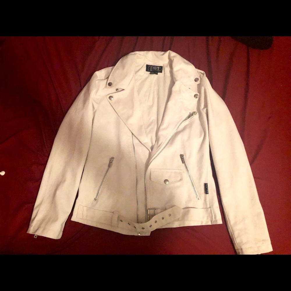 Tripp White Denim Moto Style Jacket